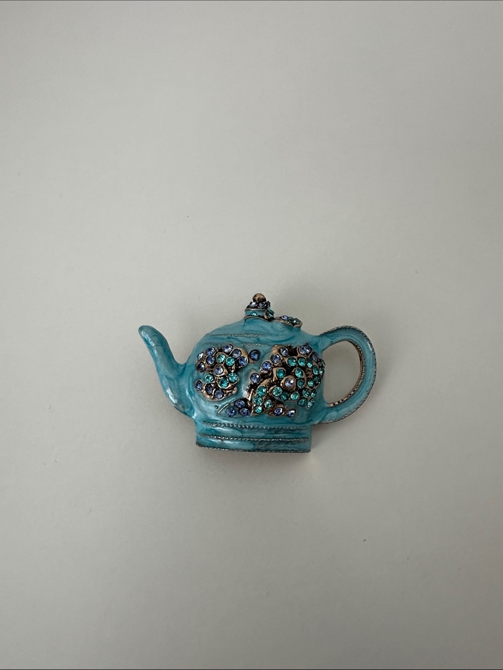 Turquoise Jeweled Teapot Brooch